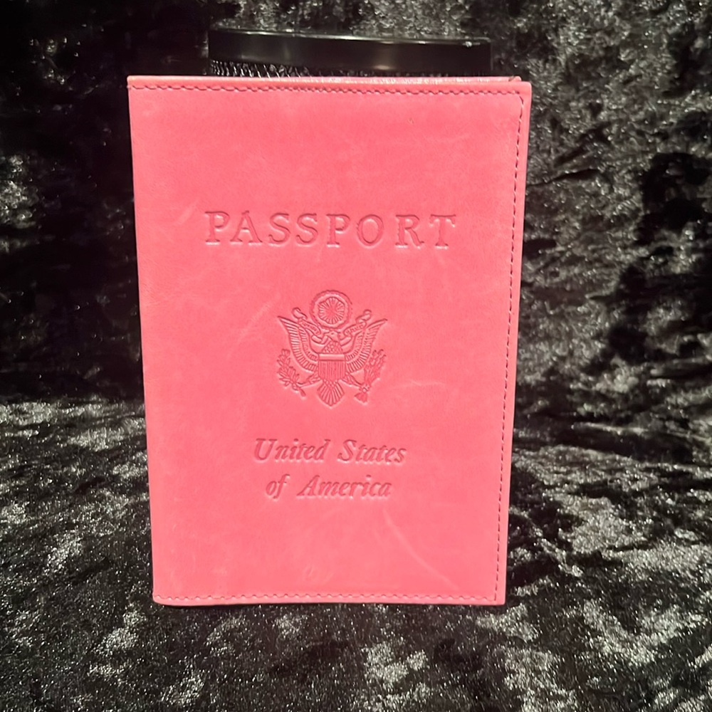 Pink Leather Passport Holder
